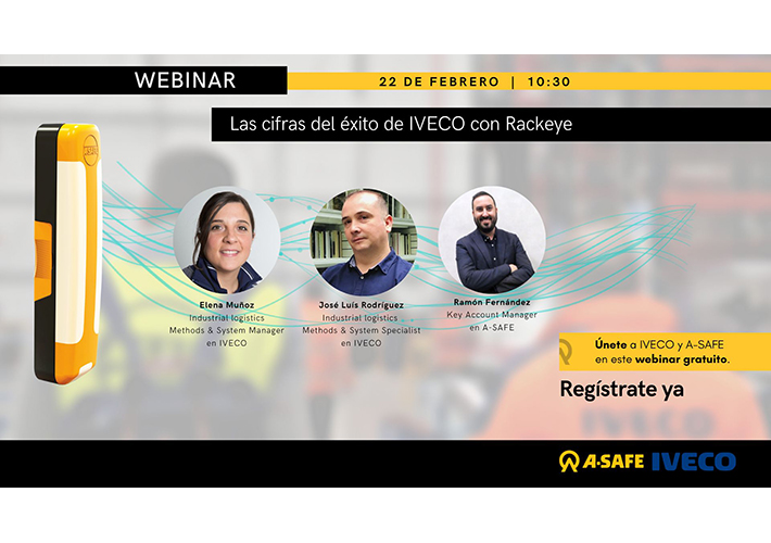 Foto Webinar con IVECO y A-SAFE: los resultados de Rackeye.
Fecha: 22 de febrero de 2023, a las 10:30